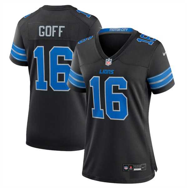 Womens Detroit Lions #16 Jared Goff Black 2nd Alternate Stitched Jersey Dzhi->women nfl jersey->Women Jersey